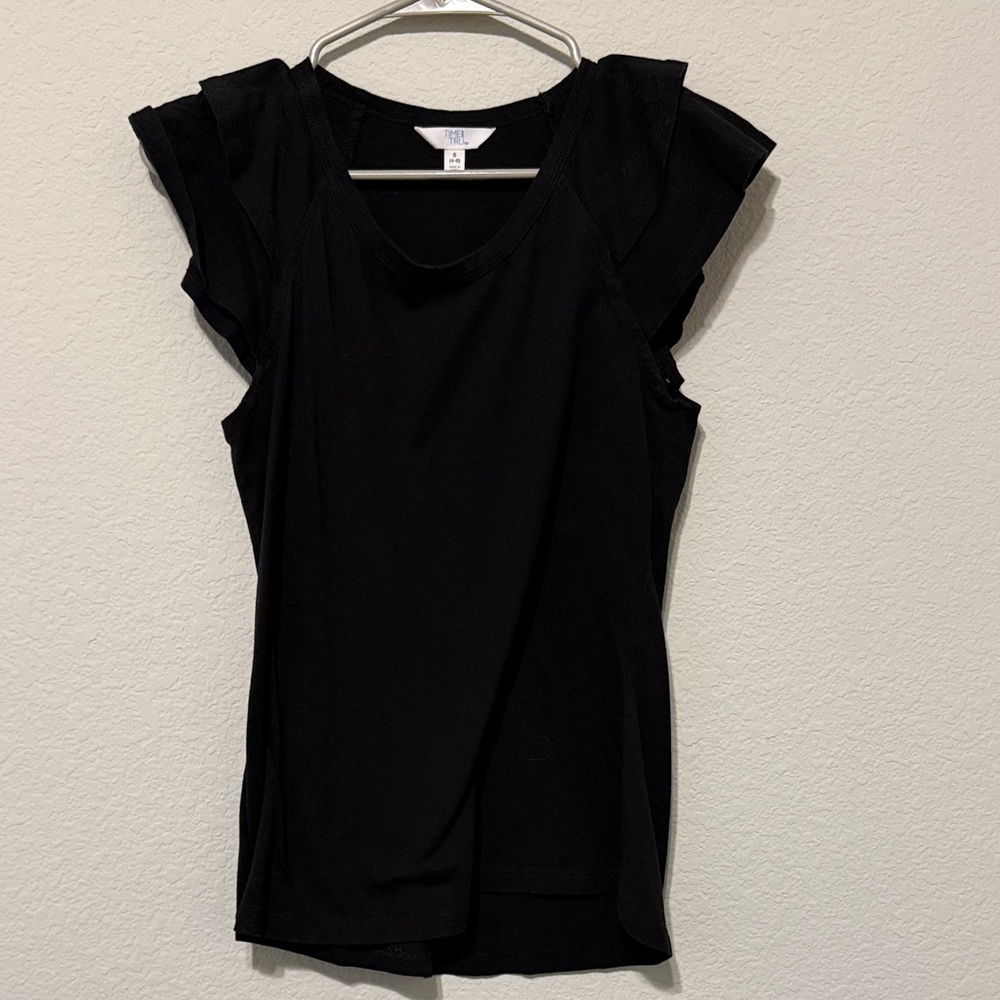Time and Tru Black Short Sleeve Top